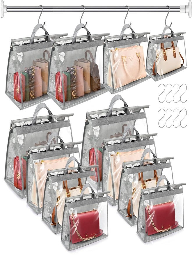 CAPHONT 12 Pack Dust Bags for Handbags, 4 Sizes Gray Purse Storage Organizer with Zipper and Hook, Dustproof & Moistureproof Handbag Protector for Closet - Image 1